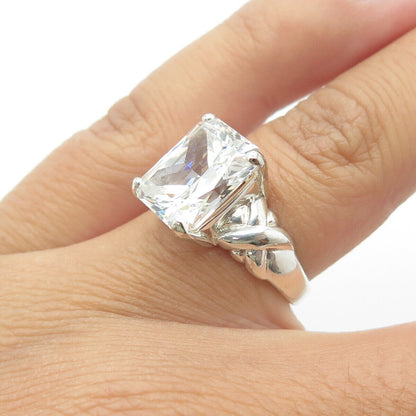 925 Sterling Silver Radiant-Cut White C Z Engagement Ring Size 6