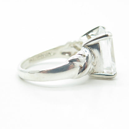 925 Sterling Silver Radiant-Cut White C Z Engagement Ring Size 6