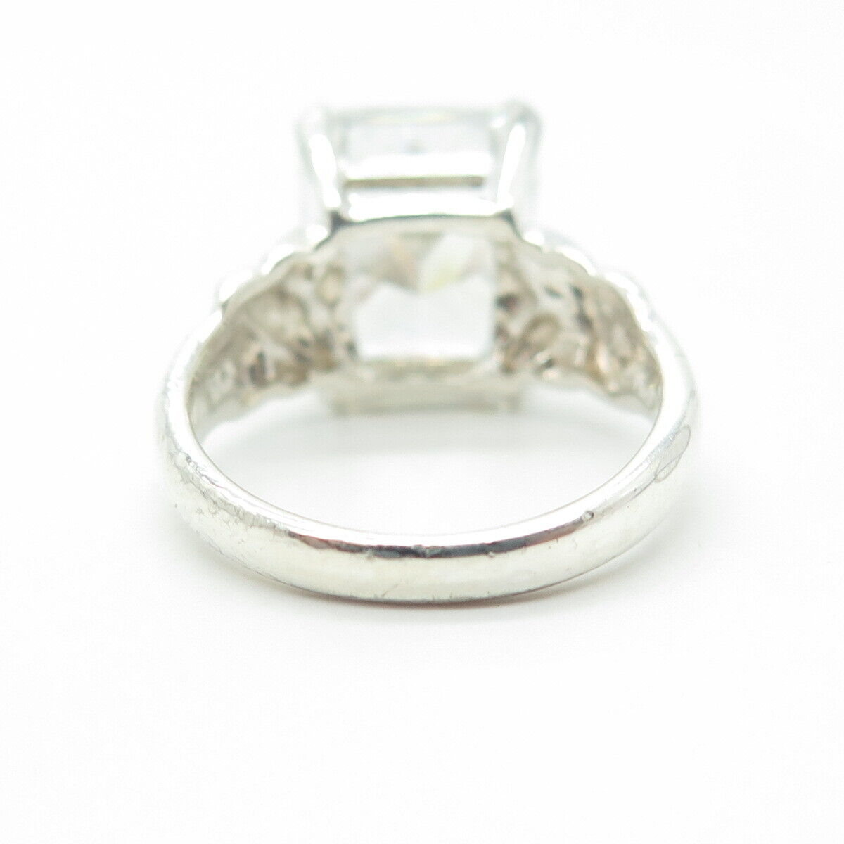 925 Sterling Silver Radiant-Cut White C Z Engagement Ring Size 6