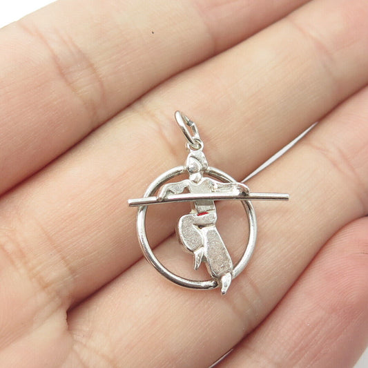 925 Sterling Silver VintageCircus Acrobat Artist Round Charm Pendant