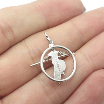 925 Sterling Silver VintageCircus Acrobat Artist Round Charm Pendant