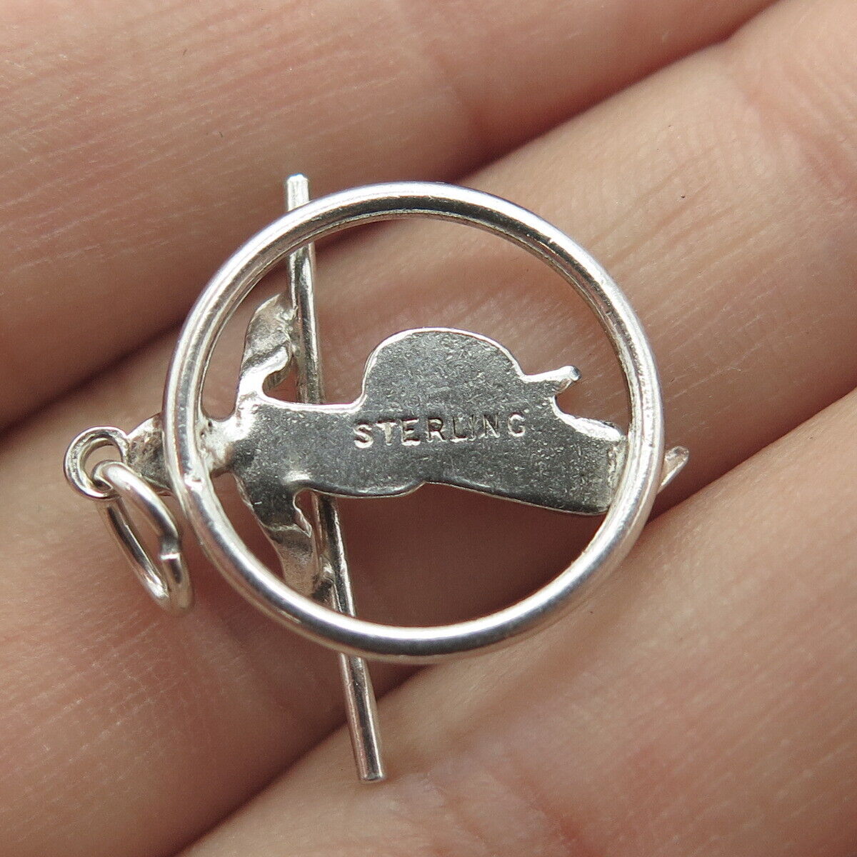 925 Sterling Silver VintageCircus Acrobat Artist Round Charm Pendant