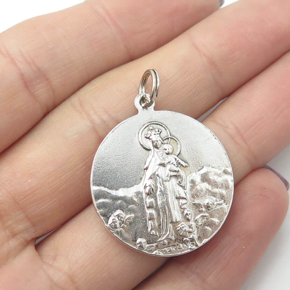 925 Sterling Silver Vintage Jesus Religious Medal Pendant