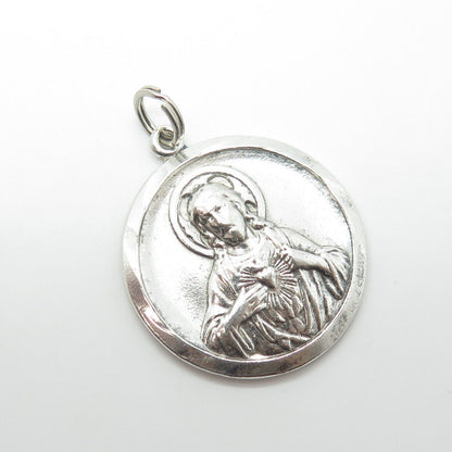 925 Sterling Silver Vintage Jesus Religious Medal Pendant