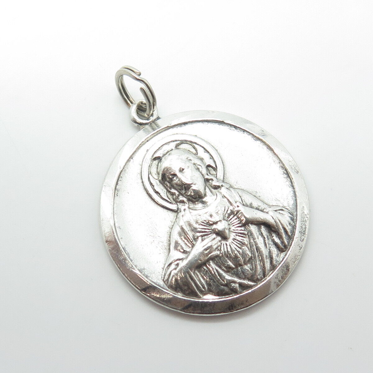 925 Sterling Silver Vintage Jesus Religious Medal Pendant