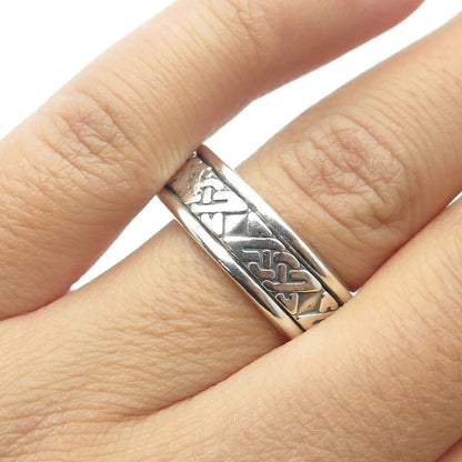 925 Sterling Silver Vintage Celtic Knot Rotating Band Ring Size 10.25