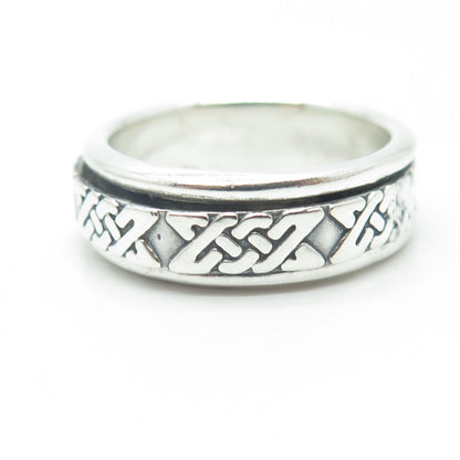 925 Sterling Silver Vintage Celtic Knot Rotating Band Ring Size 10.25