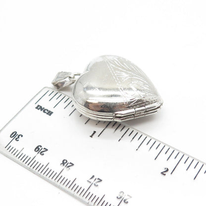 925 Sterling Silver Vintage Engraved Heart Locket Pendant