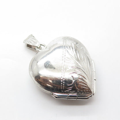 925 Sterling Silver Vintage Engraved Heart Locket Pendant