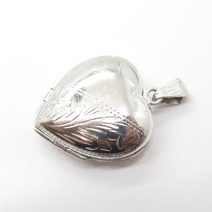 925 Sterling Silver Vintage Engraved Heart Locket Pendant