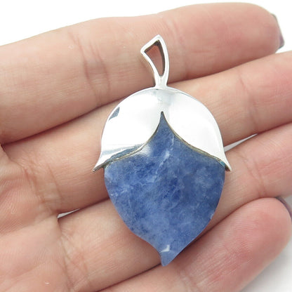 950 Silver Vintage Real Sodalite Gemstone Modernist Pendant