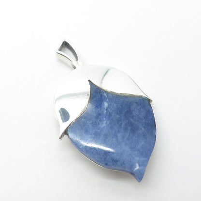 950 Silver Vintage Real Sodalite Gemstone Modernist Pendant