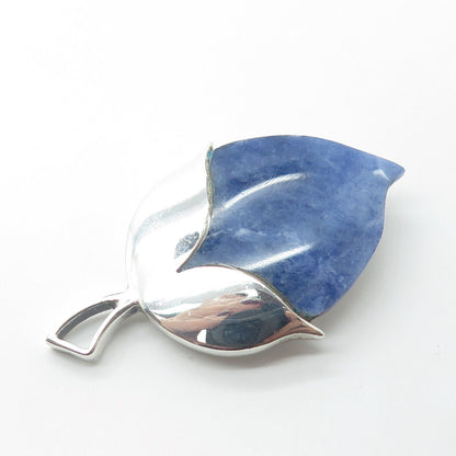 950 Silver Vintage Real Sodalite Gemstone Modernist Pendant