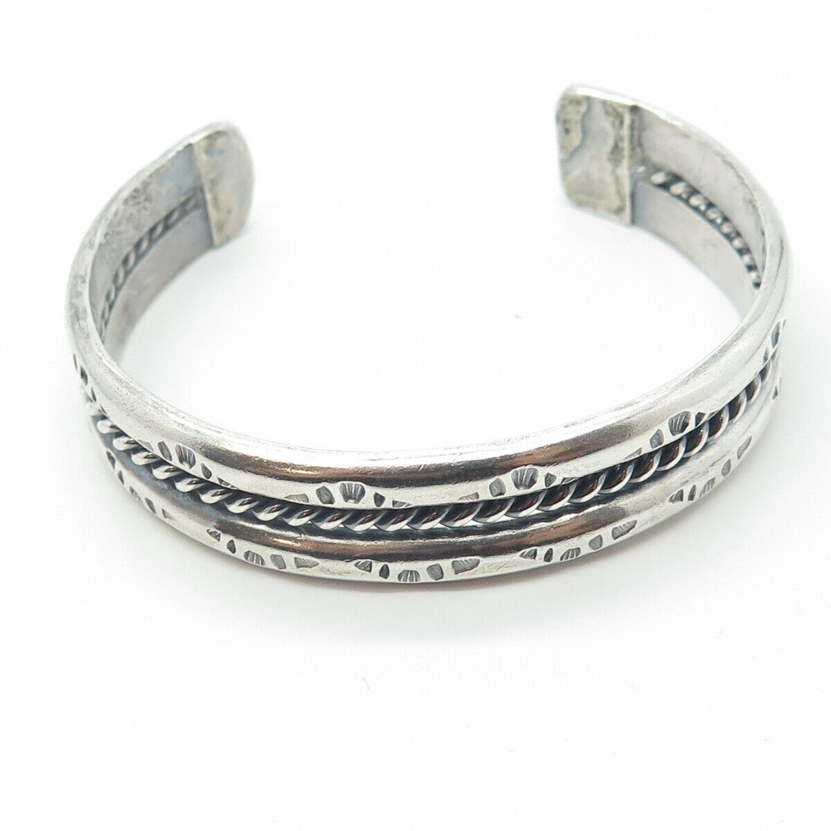 925 Sterling Silver Vintage Southwestern Navajo Adjustable Cuff Bracelet 6.5"