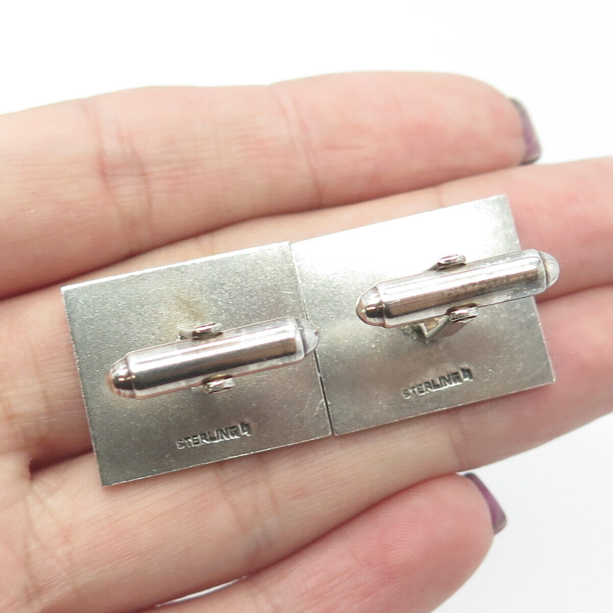 925 Sterling Silver Vintage Ontario Canada Coat of Arms Square Cufflinks