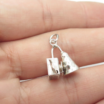 925 Sterling Silver Antique Art Deco Gramophone Record Player Charm Pendant