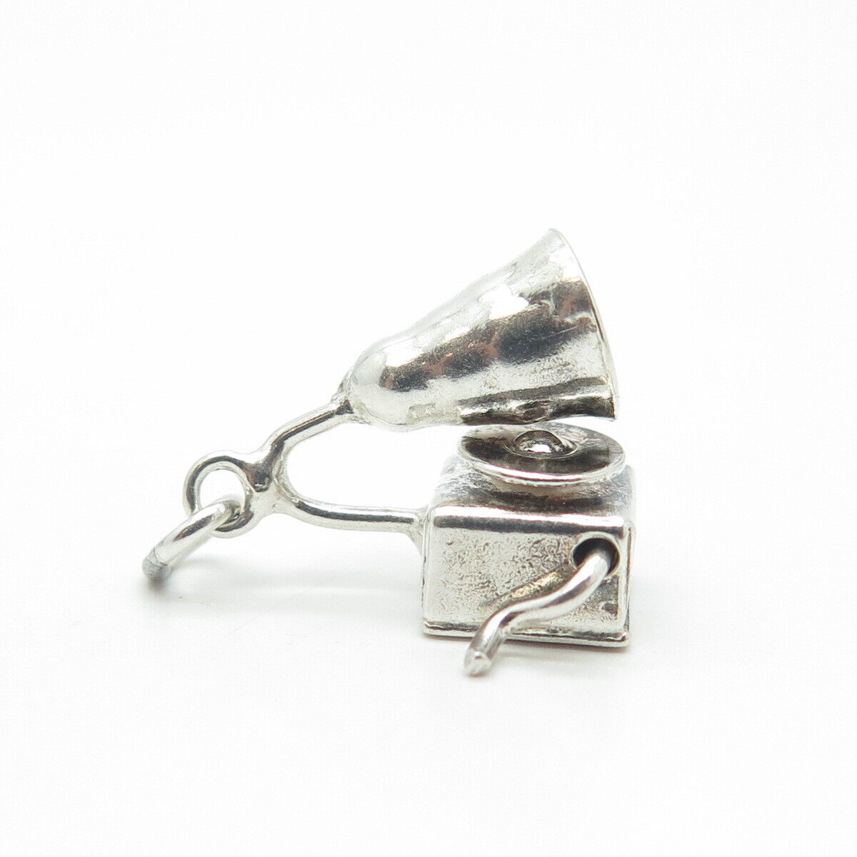 925 Sterling Silver Antique Art Deco Gramophone Record Player Charm Pendant