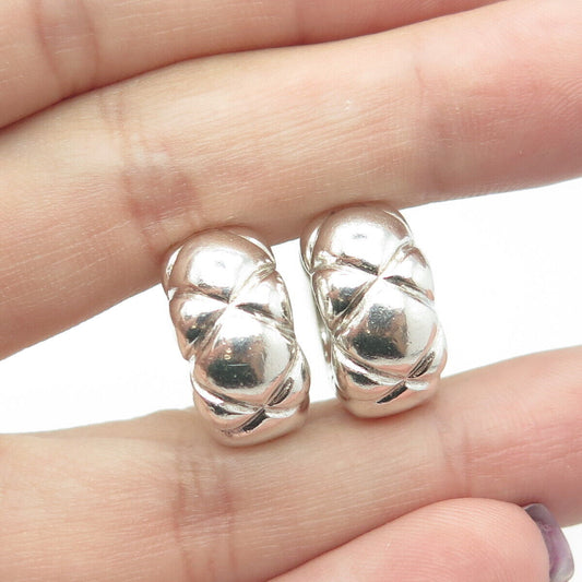 ZINA 925 Sterling Silver Vintage Puffy Hoop Earrings