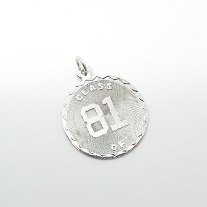 925 Sterling Silver Vintage "Class of 1981" Round Charm Pendant