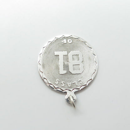 925 Sterling Silver Vintage "Class of 1981" Round Charm Pendant