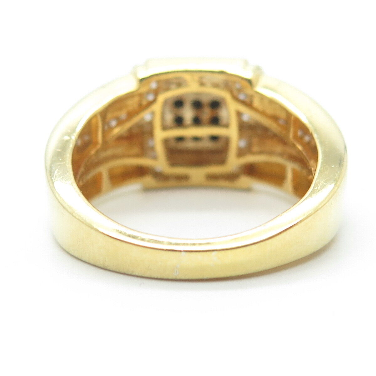 SUN 925 Sterling Silver Gold Plated White & Black C Z Ring Size 10