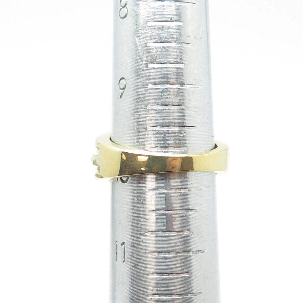 SUN 925 Sterling Silver Gold Plated White & Black C Z Ring Size 10
