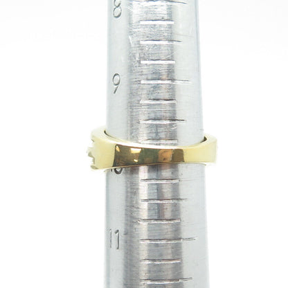 SUN 925 Sterling Silver Gold Plated White & Black C Z Ring Size 10