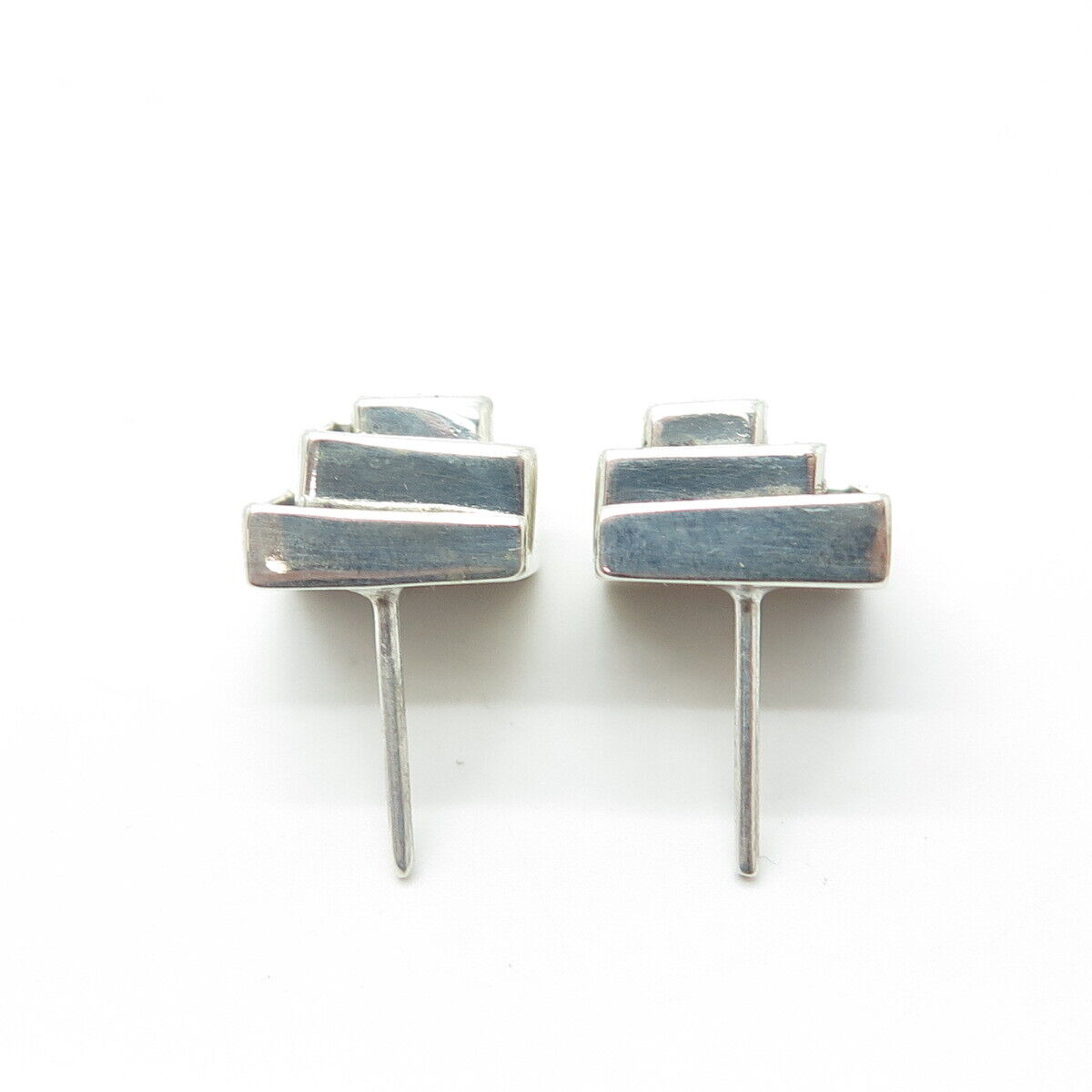 925 Sterling Silver Vintage Greek Maze Stud Earrings