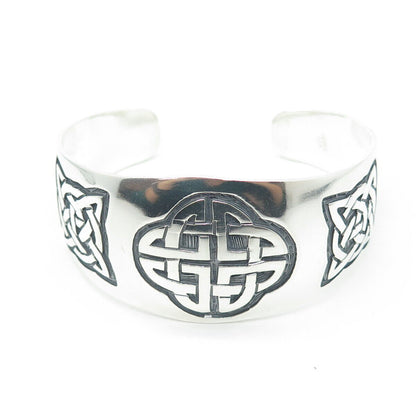 925 Sterling Silver Vintage Mexico Celtic Adjustable Cuff Bracelet 7.25"