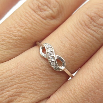 925 Sterling Silver Round-Cut White C Z Infinity Ring Size 7