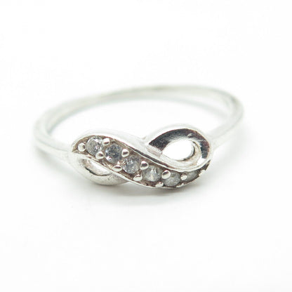 925 Sterling Silver Round-Cut White C Z Infinity Ring Size 7