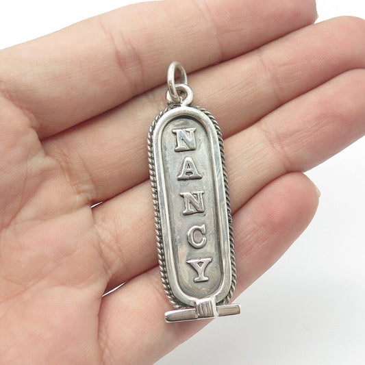 900 Silver Vintage "NANCY" Egyptian Cartouche Pendant