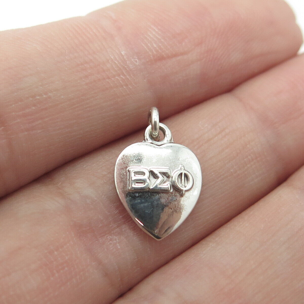 925 Sterling Silver Vintage 1961 "Beta Sigma Phi" Heart Charm Pendant