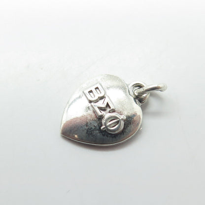 925 Sterling Silver Vintage 1961 "Beta Sigma Phi" Heart Charm Pendant