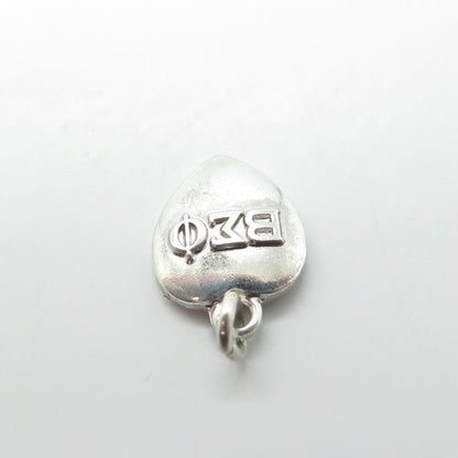 925 Sterling Silver Vintage 1961 "Beta Sigma Phi" Heart Charm Pendant