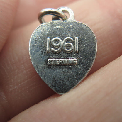 925 Sterling Silver Vintage 1961 "Beta Sigma Phi" Heart Charm Pendant