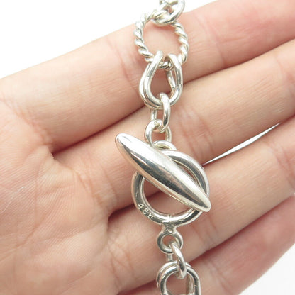 925 Sterling Silver Real Amethyst Multi-Link Bracelet 6.75"