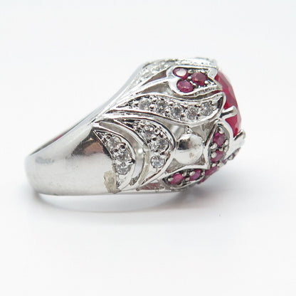 CHATEAU D'ARGENT 925 Sterling Silver Vintage Lab Sapphire & Ruby Ring Size 5.25