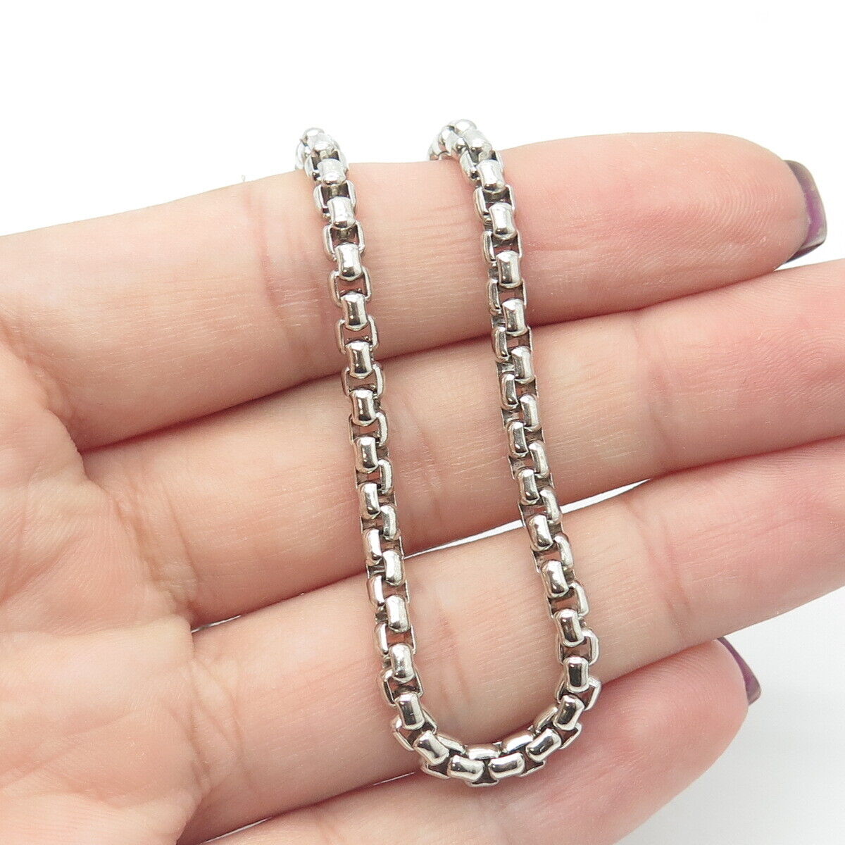 925 Sterling Silver Italy Box Chain Necklace 16"