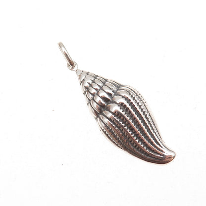 925 Sterling Silver Vintage Seashell Oxidized Charm Pendant
