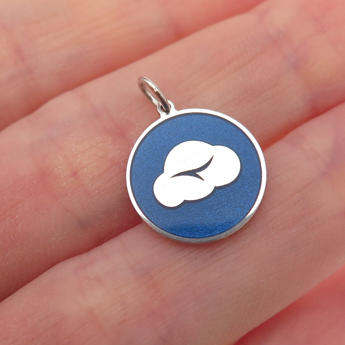 925 Sterling Silver Blue Enamel Cloud Charm Pendant