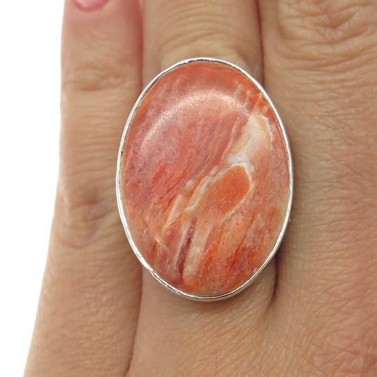 950 Silver Vintage Real Picture Jasper Gemstone Ring Size 6.75