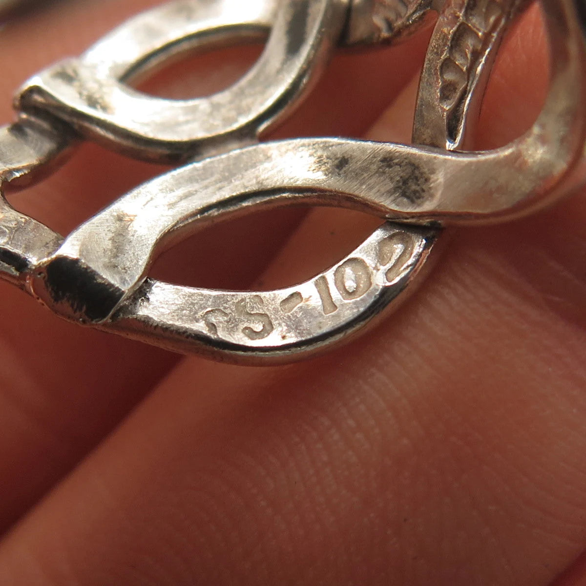 925 Sterling Silver Vintage Mexico Infinity Wide Ring Size 7.75