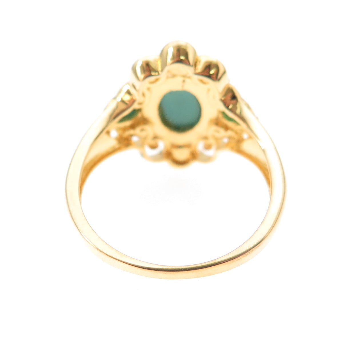 925 Sterling Silver Gold Plated Real Turquoise & Pearl Floral Ring Size 10