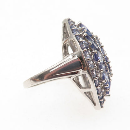 925 Sterling Silver Real Multi-Cut Tanzanite Ring Size 6.75