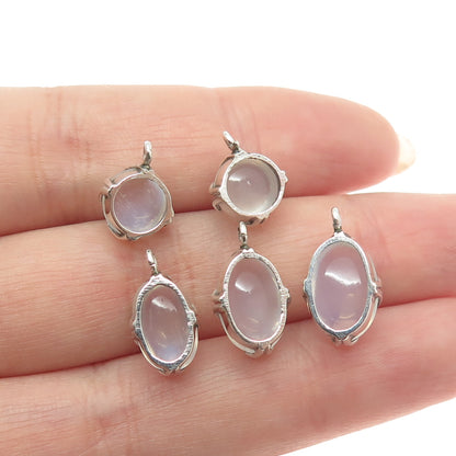 925 Sterling Silver Antique Real Opalite Gemstone Set of 5 Charm Pendant