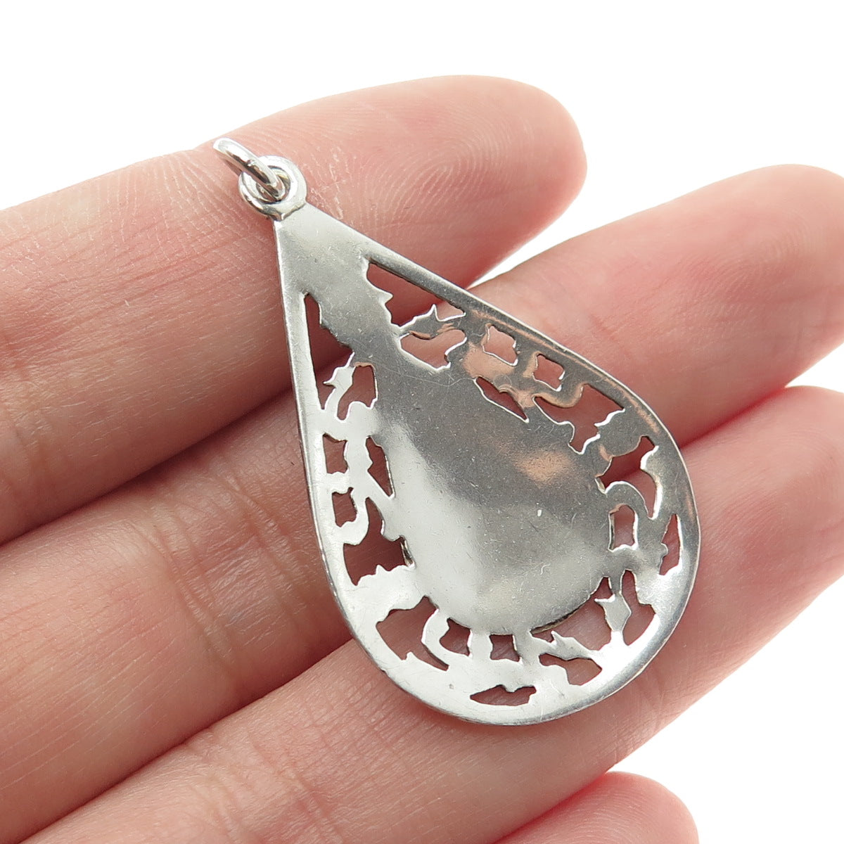 900 Silver & 10K Rose Gold Vintage Tribal Warrior Teardrop Charm Pendant