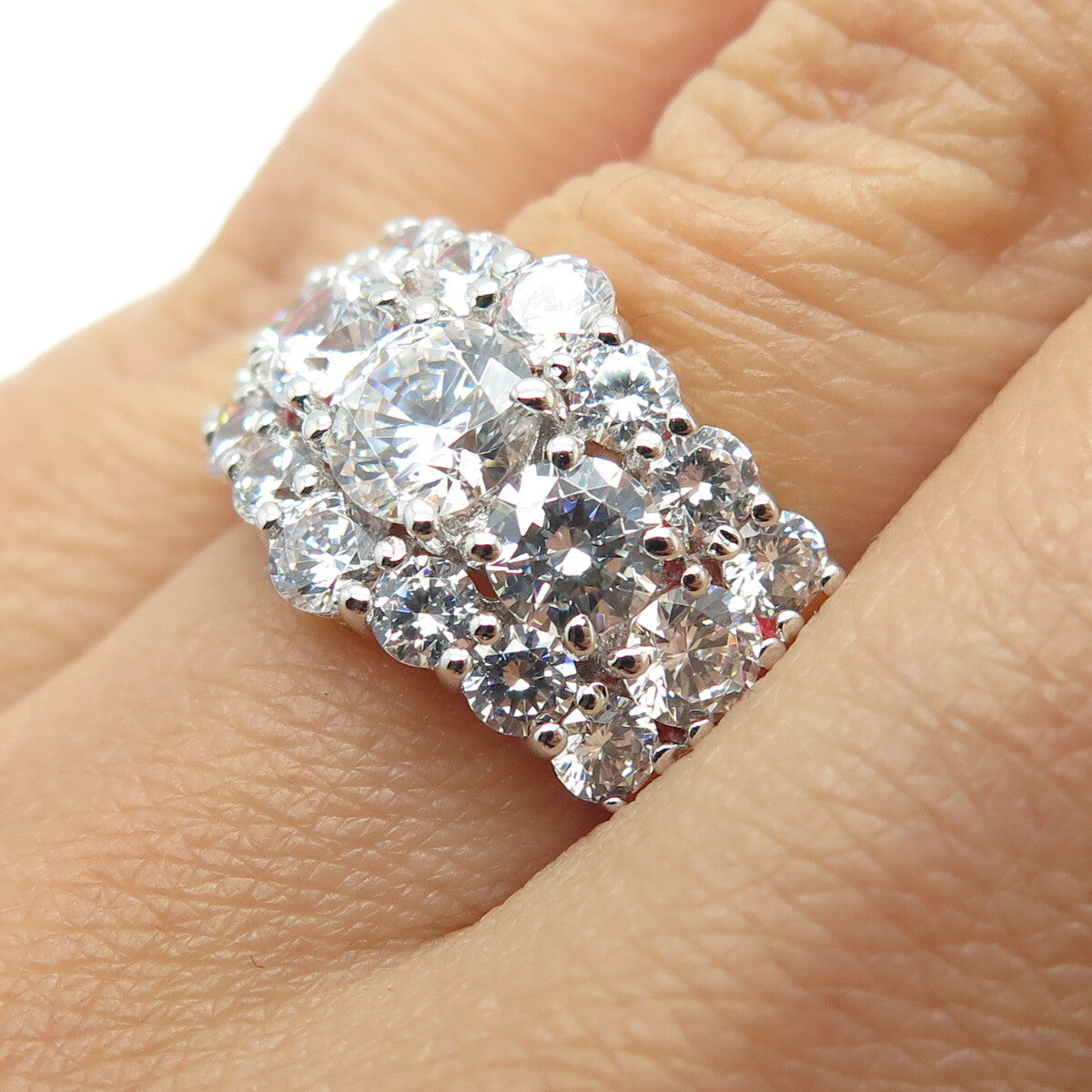 925 Sterling Silver Gold Plated Round-Cut C Z Promise Ring Size 6