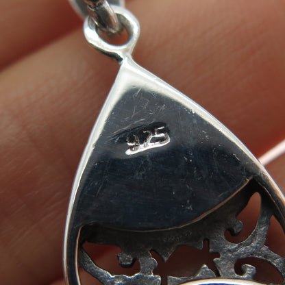 925 Sterling Silver Vintage Real MOP Ornate Charm Pendant