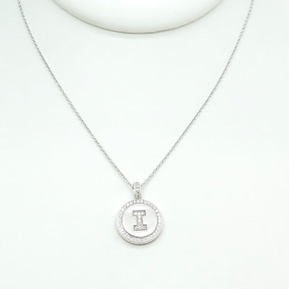 925 Sterling Silver C Z Letter "I" Initial Cable Chain Necklace 16"